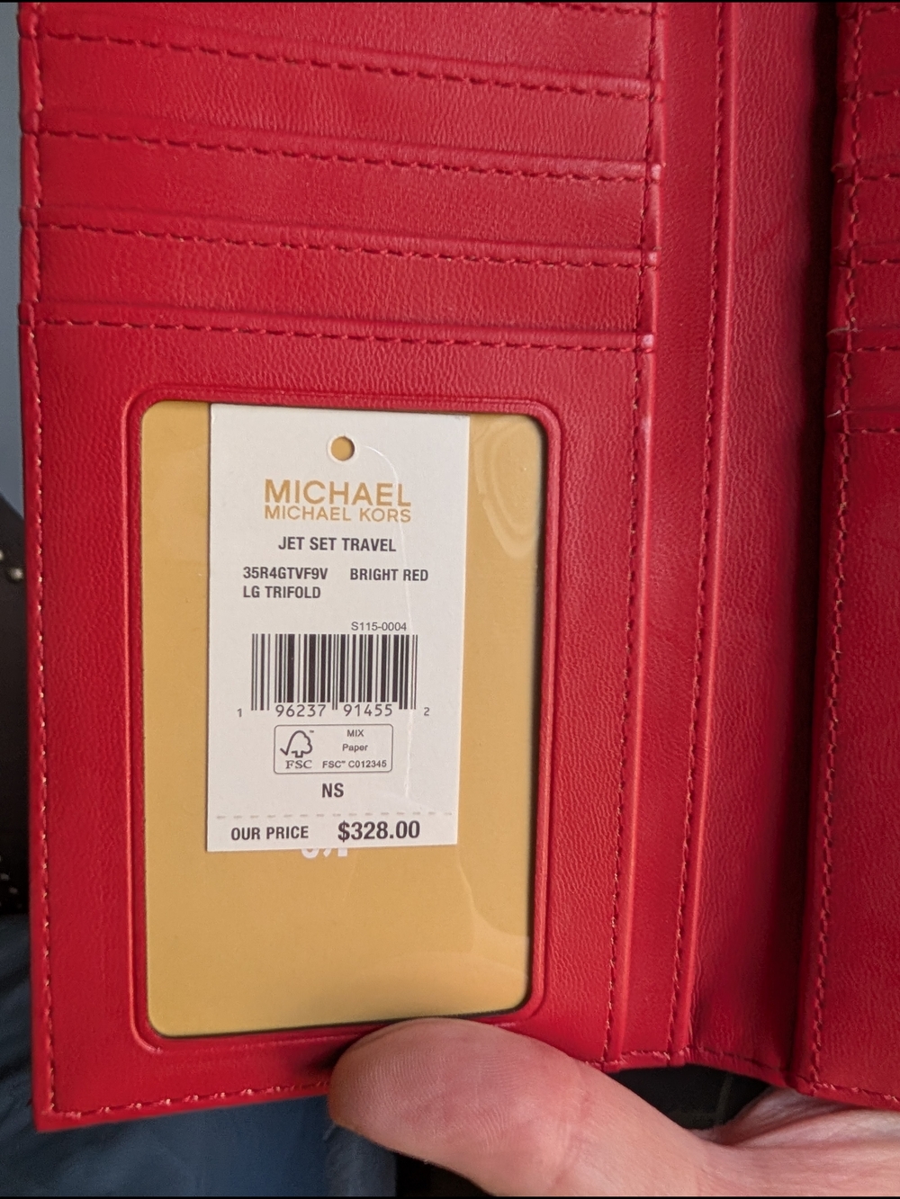 Michael Kors Jet Set Travel Large Trifold Wallet - Bright Red (NWT) - Picture 8 of 8